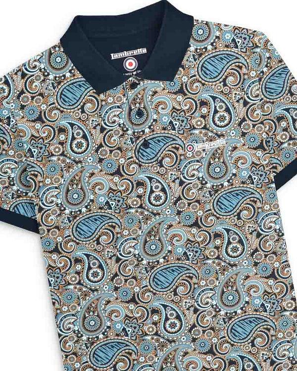 Lambretta Paisley Brand Polo Navy/Smoke Blue