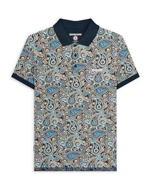 lambretta Paisley Brand Polo Navy/Smoke Blue