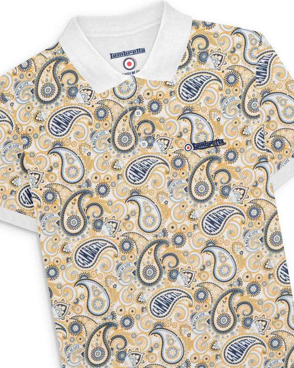 Lambretta Paisley Brand Polo White/Navy