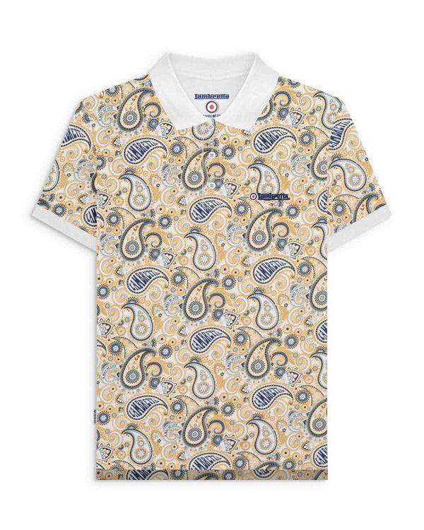 lambretta Paisley Brand Polo White/Navy