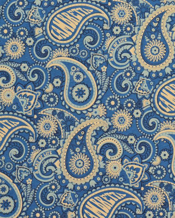Lambretta Paisley Brand Tee Dark Blue/Cream