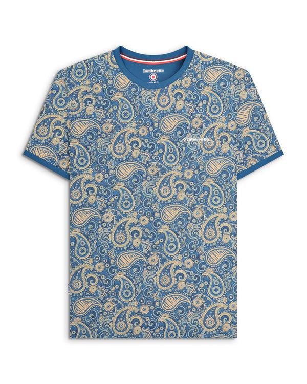 lambretta Paisley Brand Tee Dark Blue/Cream