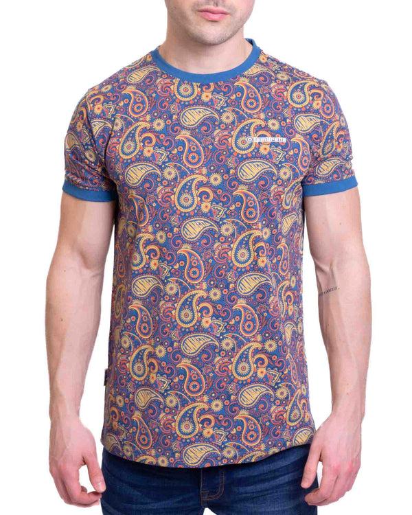Lambretta Paisley Brand Tee Dark Blue/Sand