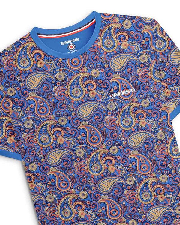 Lambretta Paisley Brand Tee Dark Blue/Sand