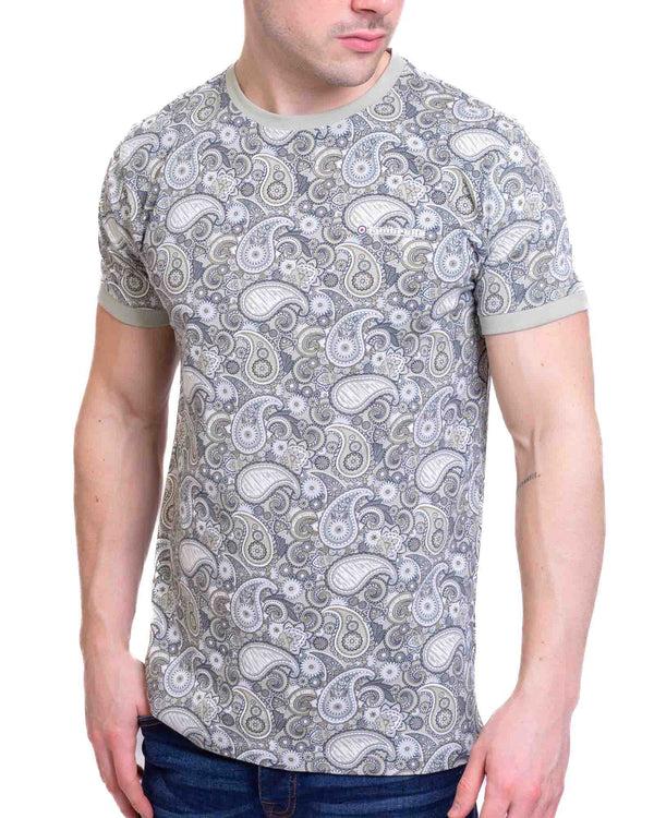 Lambretta Paisley Brand Tee Desert Sage