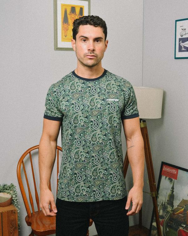 Lambretta Paisley Brand Tee Navy/Grey