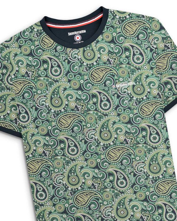 Lambretta Paisley Brand Tee Navy/Grey
