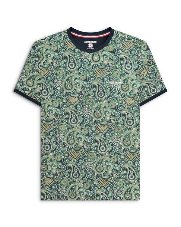 lambretta Paisley Brand Tee Navy/Grey