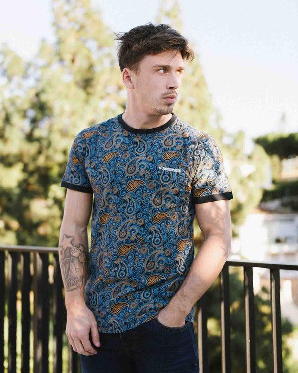 Lambretta Paisley Brand Tee Navy/Tobacco