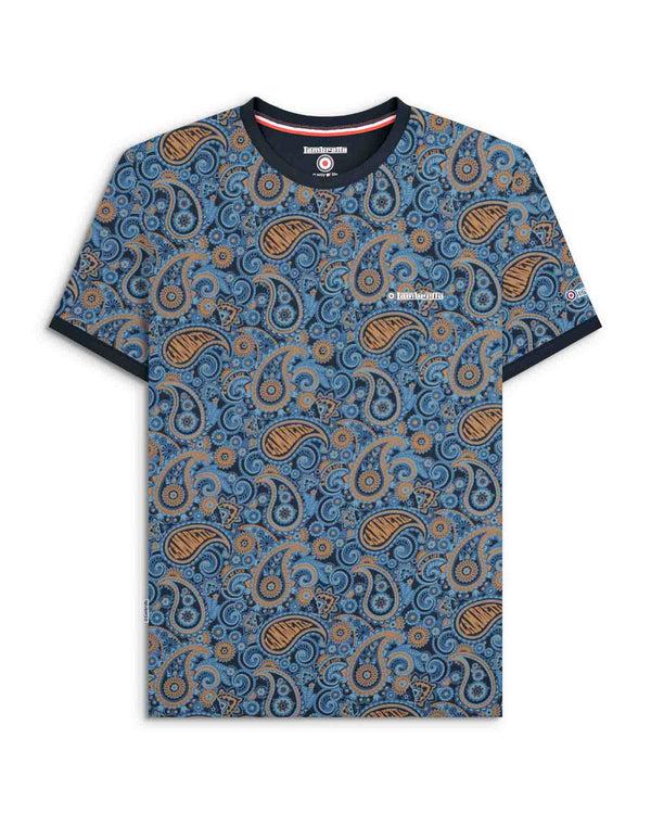 lambretta Paisley Brand Tee Navy/Tobacco