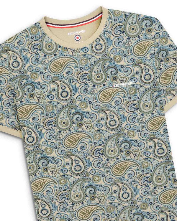 Lambretta Paisley Brand Tee Wood Ash/Khaki