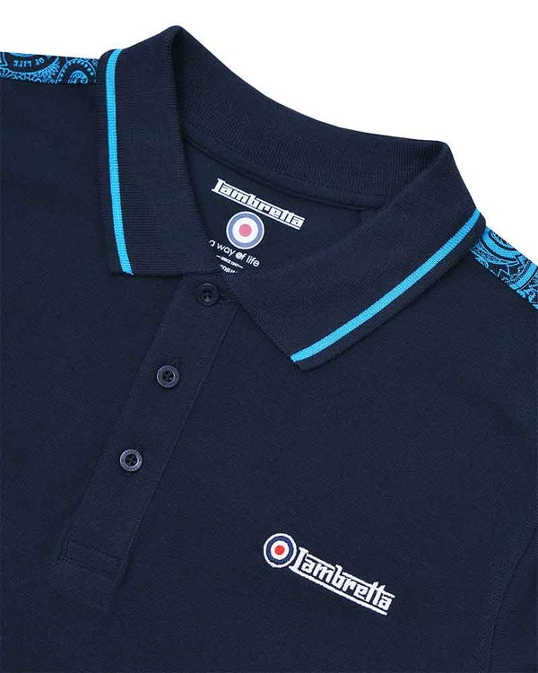Lambretta Paisley Taped Polo Navy