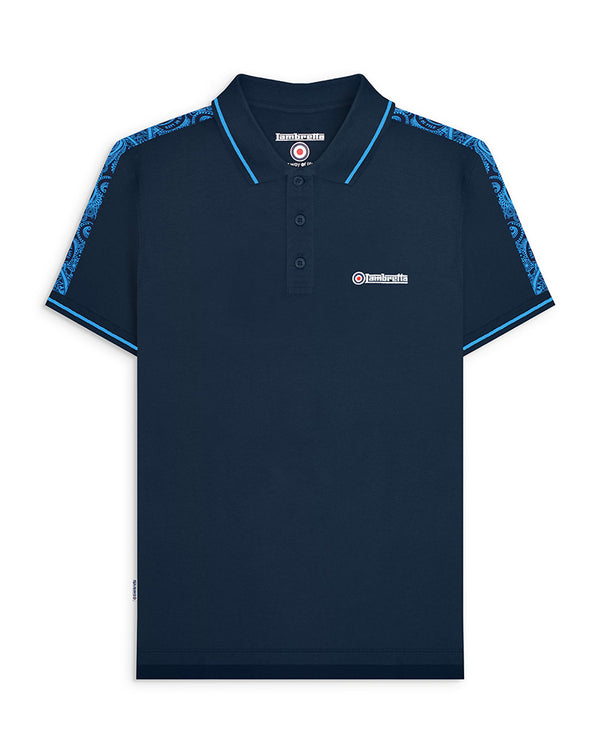 lambretta Paisley Taped Polo Navy