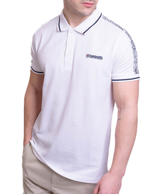 Lambretta Paisley Taped Polo White