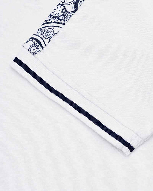 Lambretta Paisley Taped Polo White
