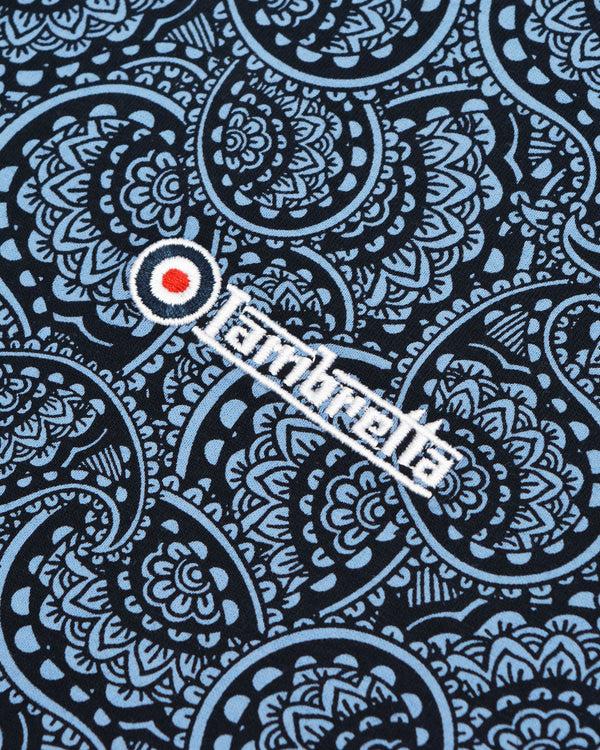 Lambretta Paisley Tonal Polo Navy/Dusky Blue