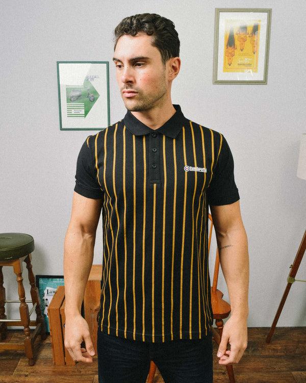 Lambretta Pinstripe Polo Black/Gold