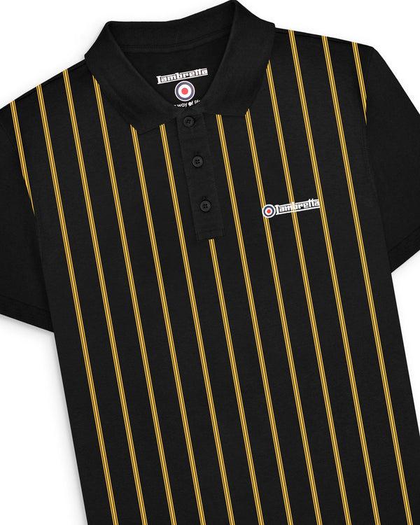 Lambretta Pinstripe Polo Black/Gold