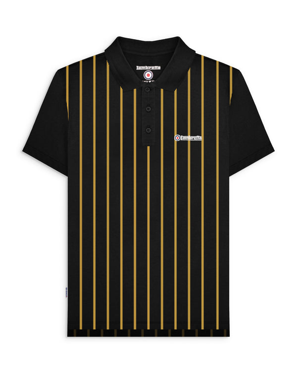 lambretta Pinstripe Polo Black/Gold