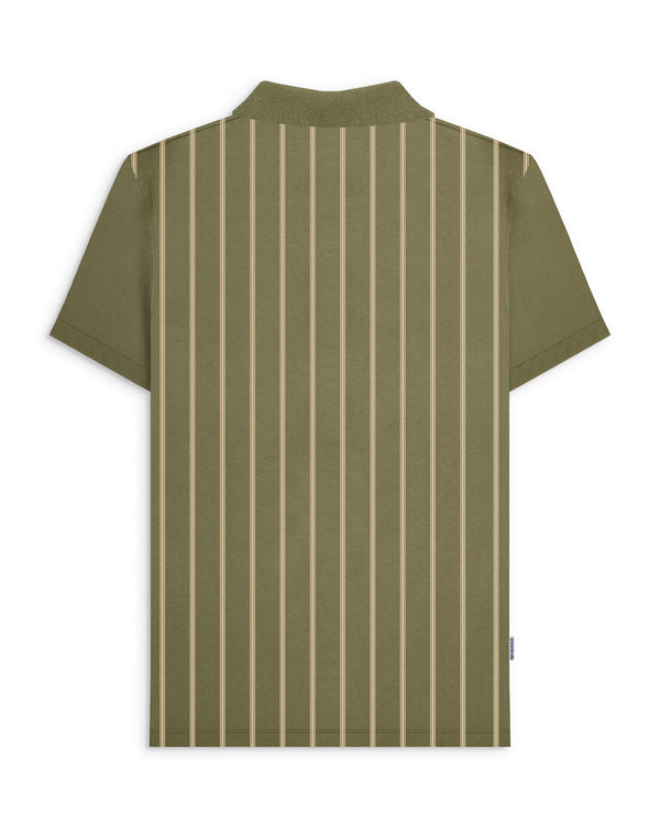 Lambretta Pinstripe Polo Khaki/Cream