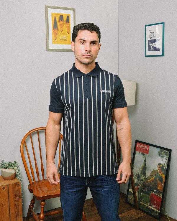 Lambretta Pinstripe Polo Navy/White