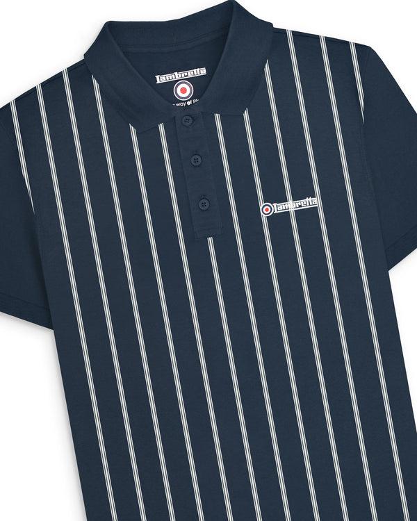 Lambretta Pinstripe Polo Navy/White
