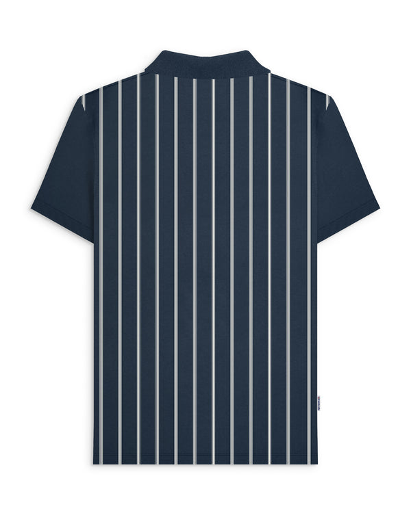 Lambretta Pinstripe Polo Navy/White