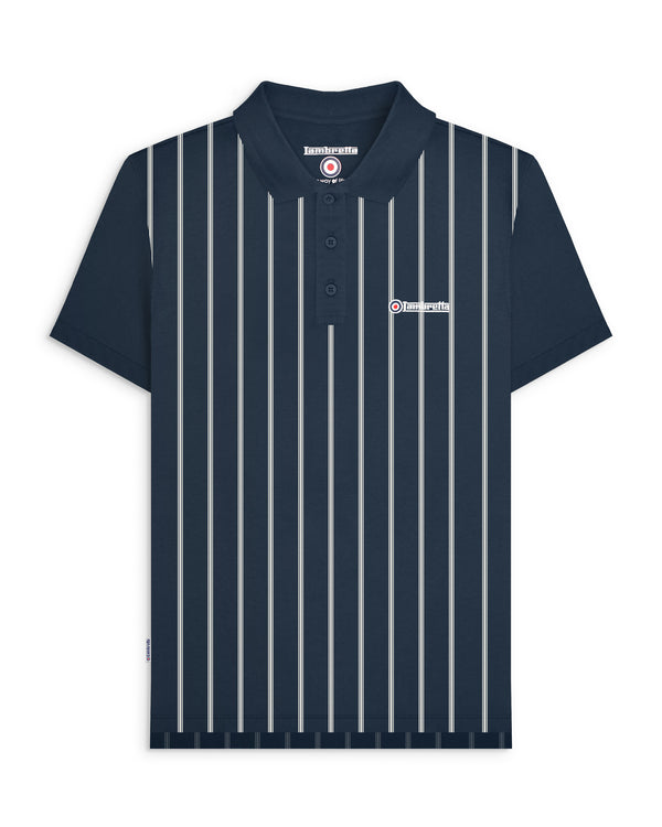 lambretta Pinstripe Polo Navy/White