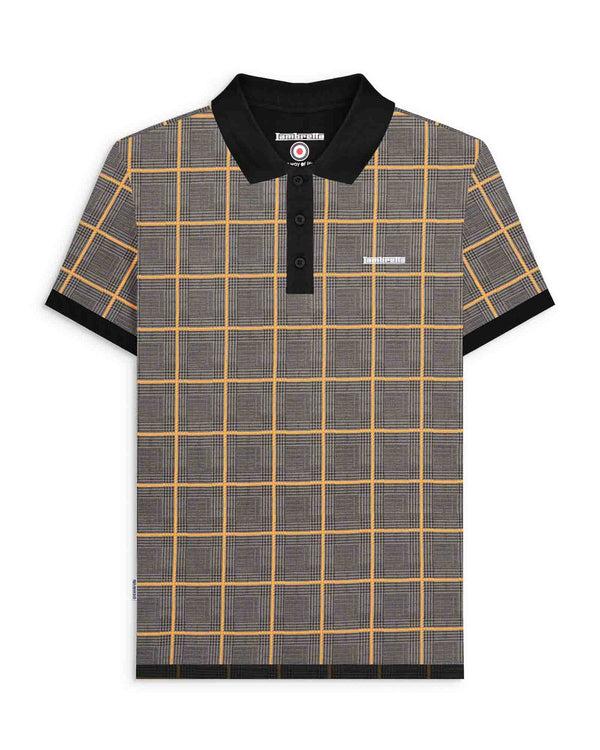 lambretta POW Check Polo Steel Grey