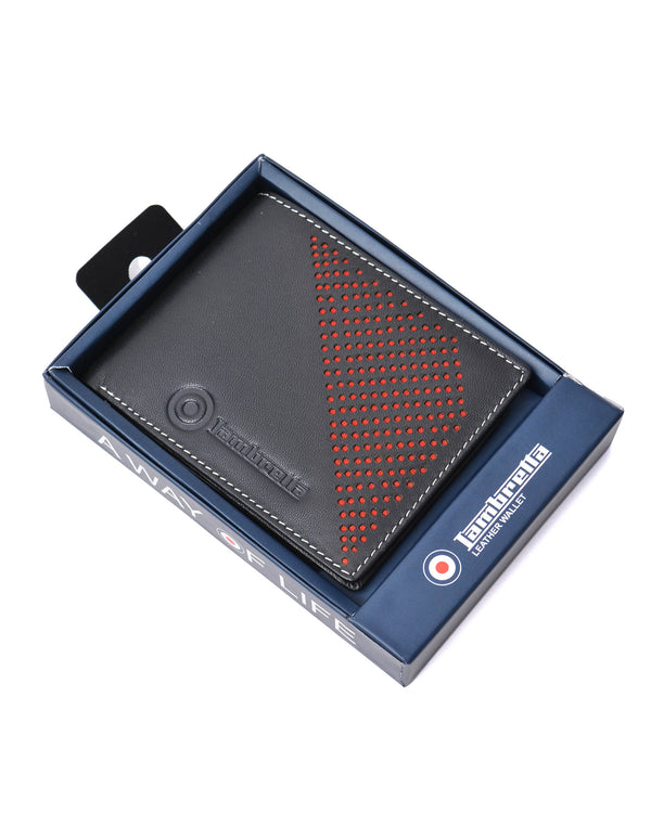 lambretta Punched Leather Wallet Black