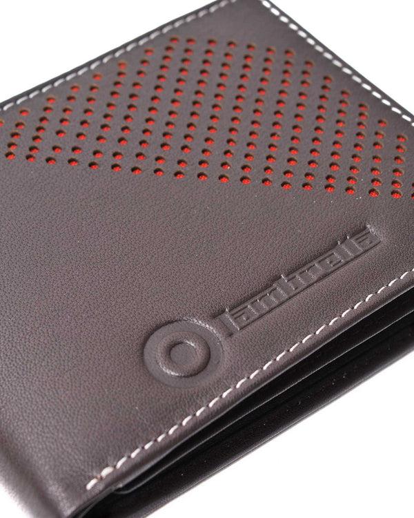 Lambretta Punched Leather Wallet Dark Brown