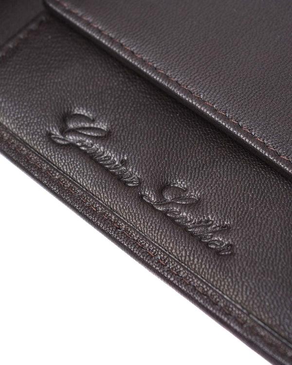 Lambretta Punched Leather Wallet Dark Brown