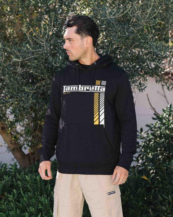 Lambretta Racing Stripe Hoodie Black/Gold