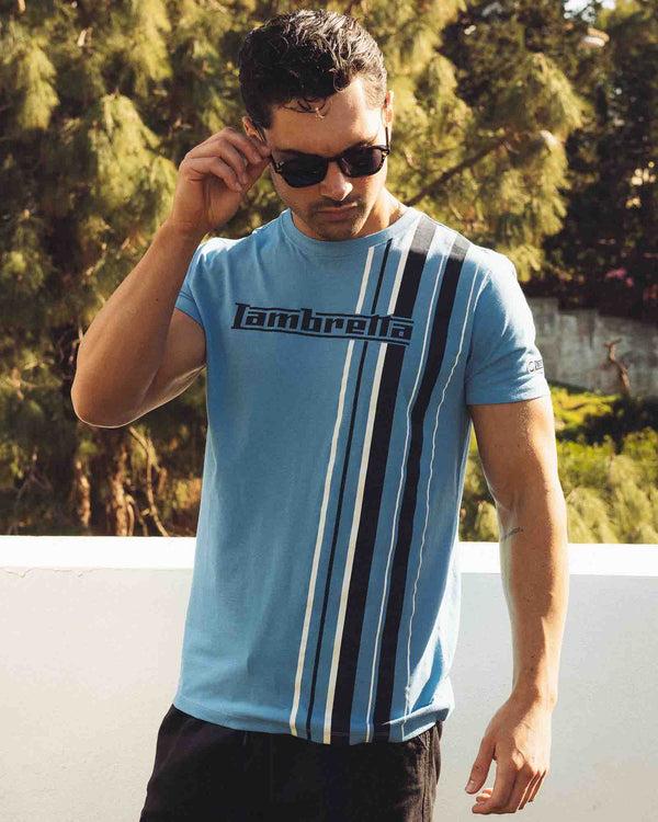 Lambretta Racing Stripe Tee Azure Blue