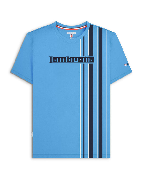 lambretta Racing Stripe Tee Azure Blue