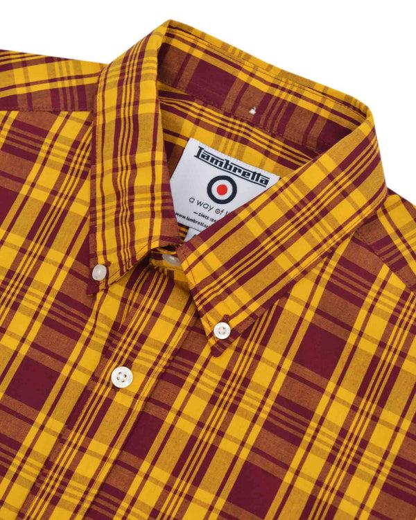 Lambretta S/S Check Shirt Burgundy/Gold