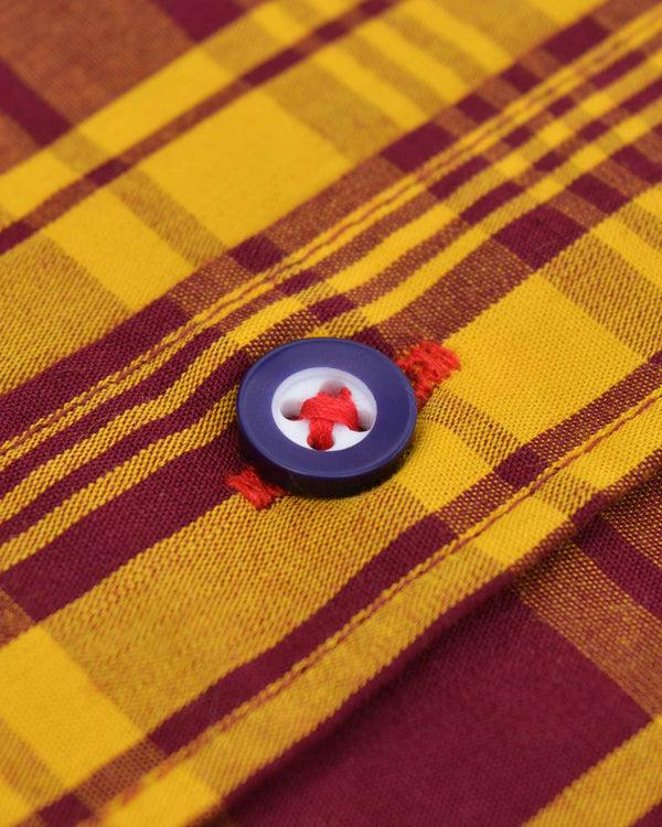 Lambretta S/S Check Shirt Burgundy/Gold