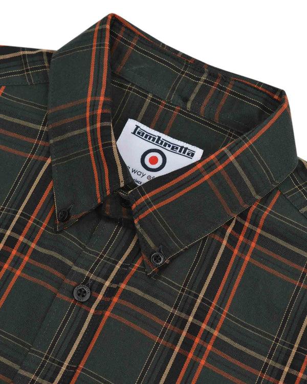 Lambretta S/S Check Shirt Khaki/Orange