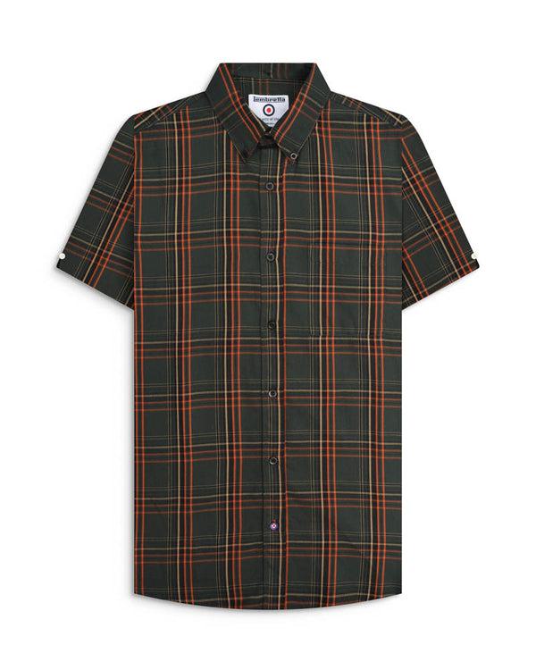 lambretta S/S Check Shirt Khaki/Orange