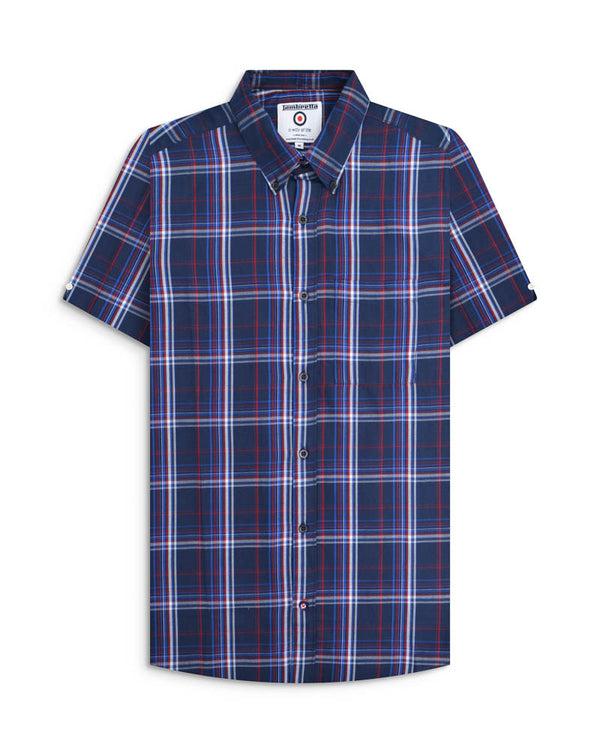 lambretta S/S Check Shirt Navy/Blue/Red