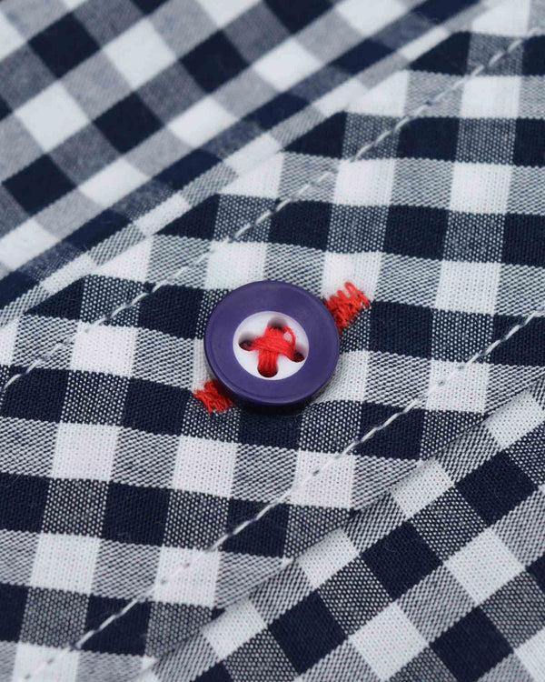 Lambretta S/S Gingham Shirt Navy/White