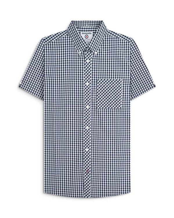 lambretta S/S Gingham Shirt Navy/White