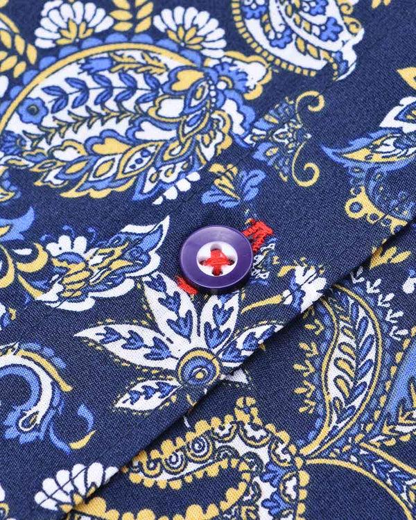 Lambretta S/S Paisley Shirt Navy/White