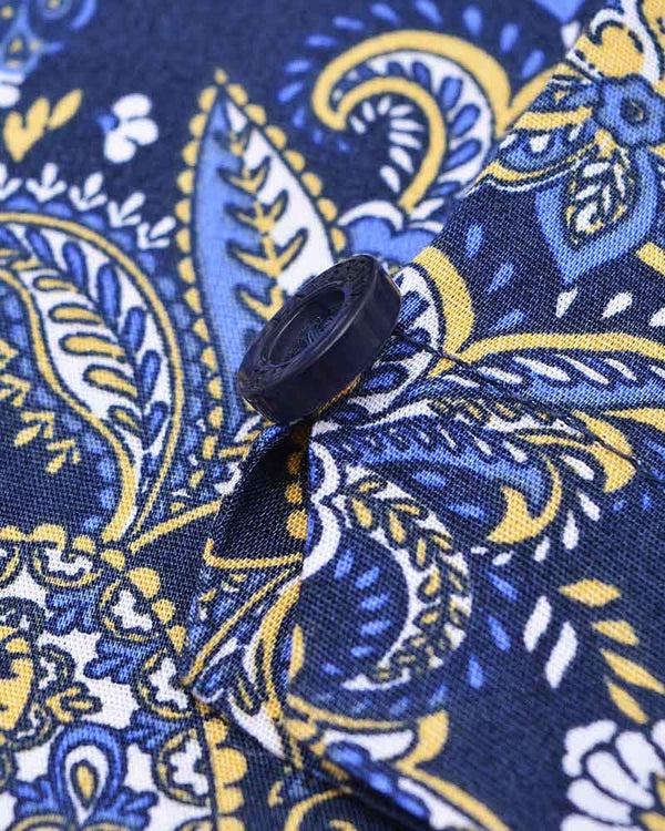 Lambretta S/S Paisley Shirt Navy/White