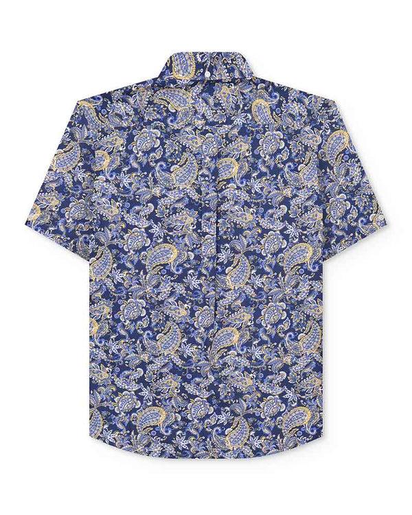 Lambretta S/S Paisley Shirt Navy/White