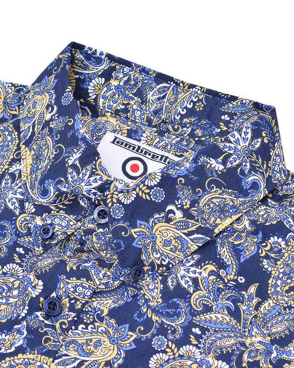 lambretta S/S Paisley Shirt Navy/White