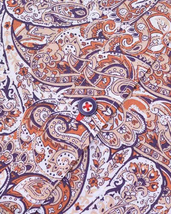 Lambretta S/S Paisley Shirt Rust/White