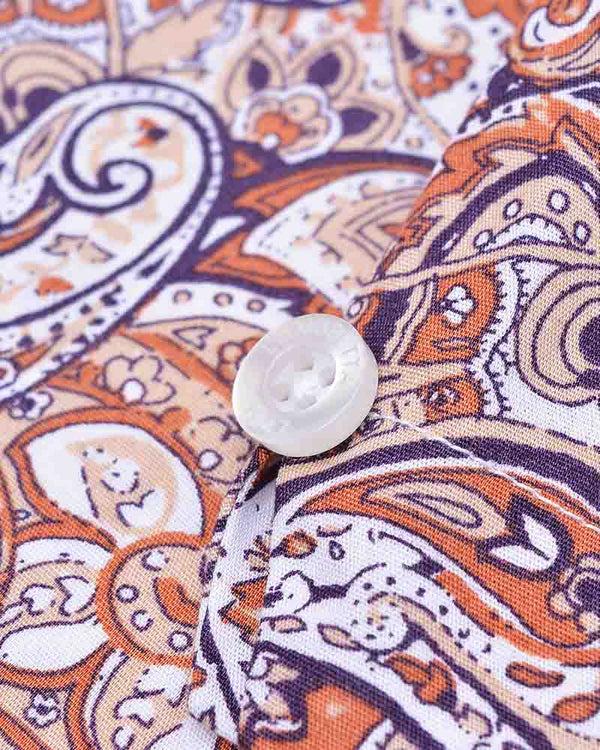 Lambretta S/S Paisley Shirt Rust/White