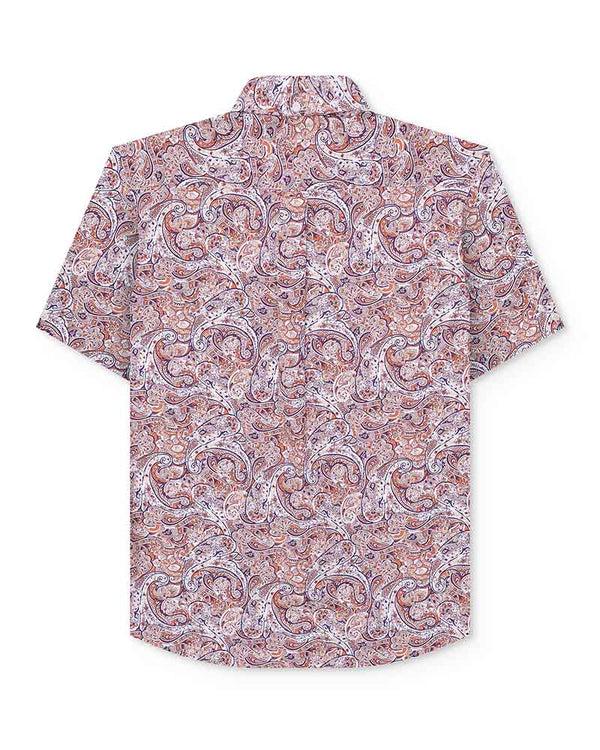 Lambretta S/S Paisley Shirt Rust/White