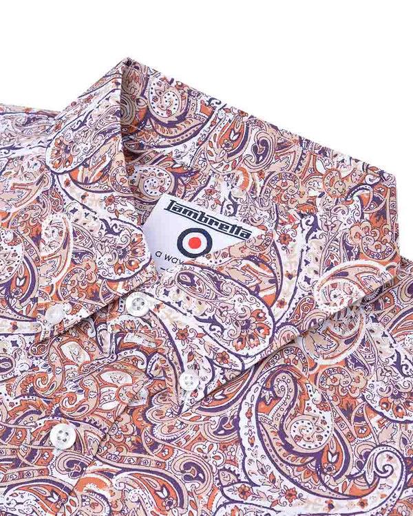 lambretta S/S Paisley Shirt Rust/White